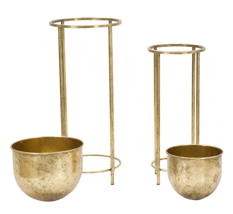 Set Suporturi Pentru Ghivece Mauro Ferretti Glam Coppia, 2 Piese,  Ø 27X62-21,5X52 cm, Auriu
