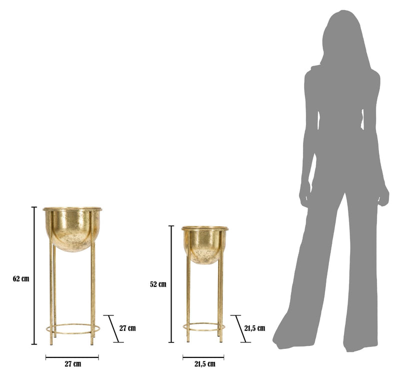 Set Suporturi Pentru Ghivece Mauro Ferretti Glam Coppia, 2 Piese,  Ø 27X62-21,5X52 cm, Auriu