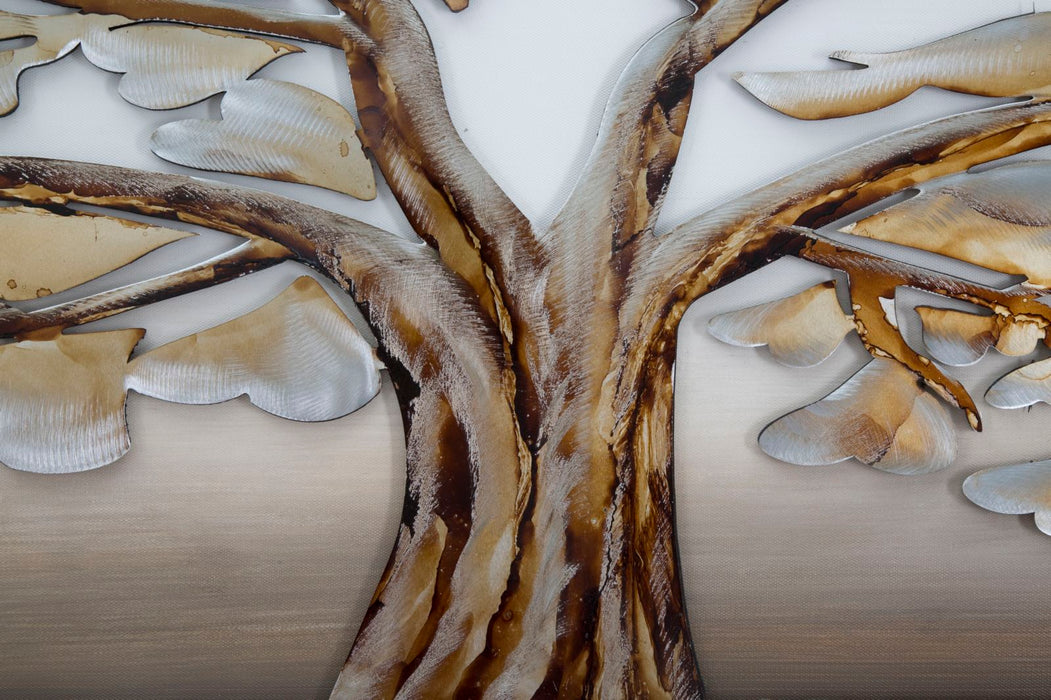 Tablou decorativ Pictat Manual Mauro Ferretti Tree Alluminium B, 120X3,8X60 cm, Multicolor