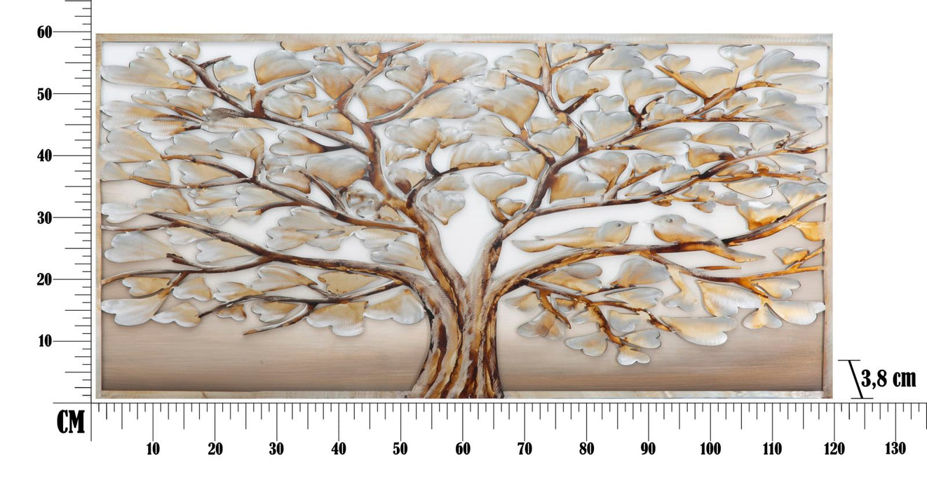 Tablou decorativ Pictat Manual Mauro Ferretti Tree Alluminium B, 120X3,8X60 cm, Multicolor