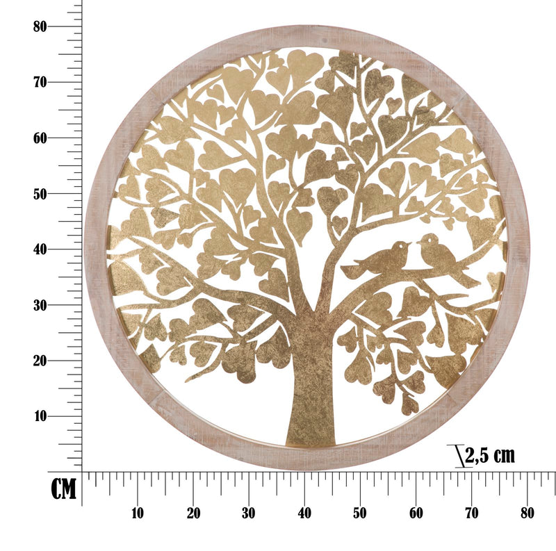 Decoratiune de Perete Mauro Ferretti Gold Tree Rot.  Ø 80X2,5 cm, Auriu/ Maro deschis