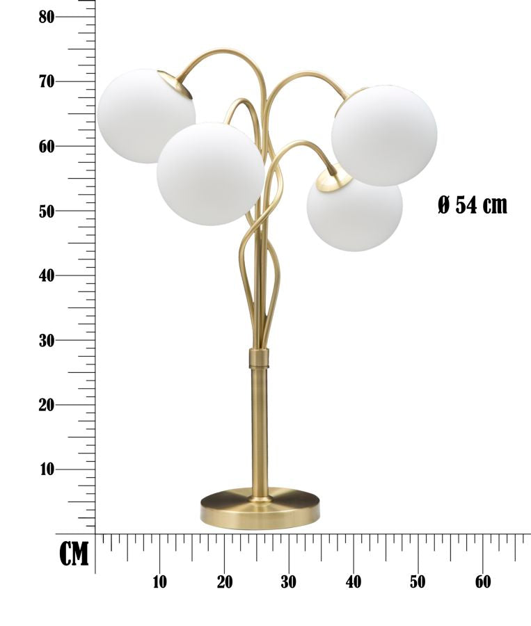 Lampadar Mauro Ferretti Glamy 4 Light  Ø 53X74 cm, Alb / Auriu