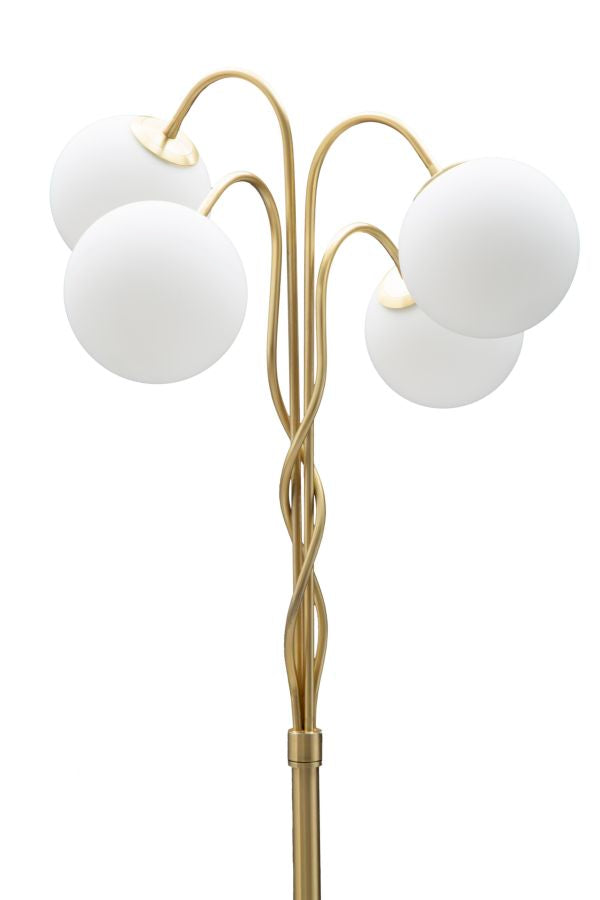 Lampadar Mauro Ferretti Glamy 4 Light  Ø 54X176 cm, Alb / Auriu