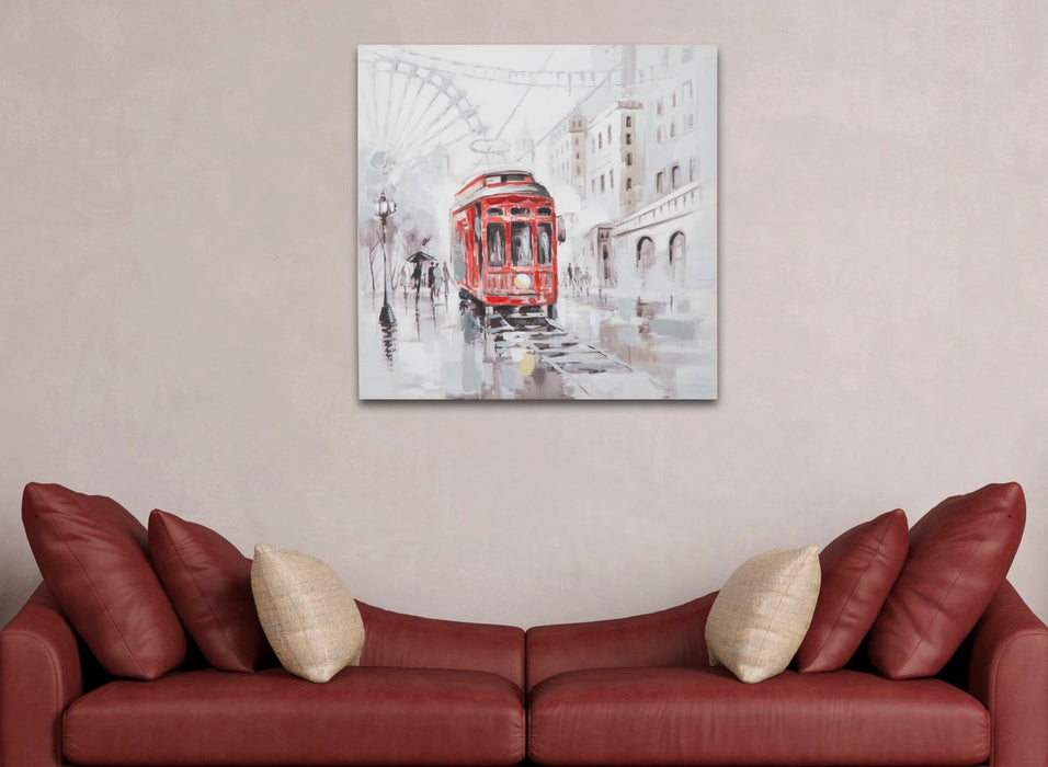 Tablou decorativ Mauro Ferretti Tram A, Pictat Manual, Canvas,  80X3X80 cm, Multicolor