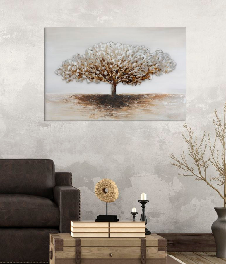 Tablou decorativ Pictat Manual Mauro Ferretti Tree Alluminium A, 120X3,8X80 cm, Multicolor