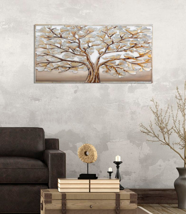 Tablou decorativ Pictat Manual Mauro Ferretti Tree Alluminium B, 120X3,8X60 cm, Multicolor