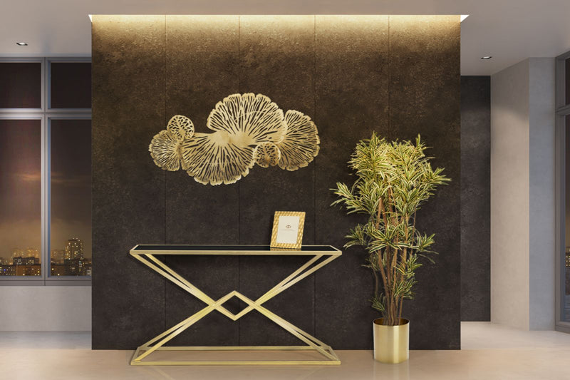 Consola Mauro Ferretti Piramid  130X40X75 cm, Auriu/ Negru