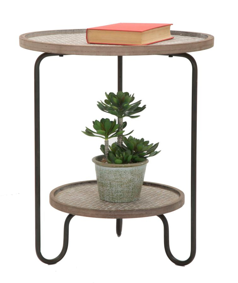 Masuta Mauro Ferretti  Arex 2 Shelf   Ø 48X54,5 cm, Negru / Maro