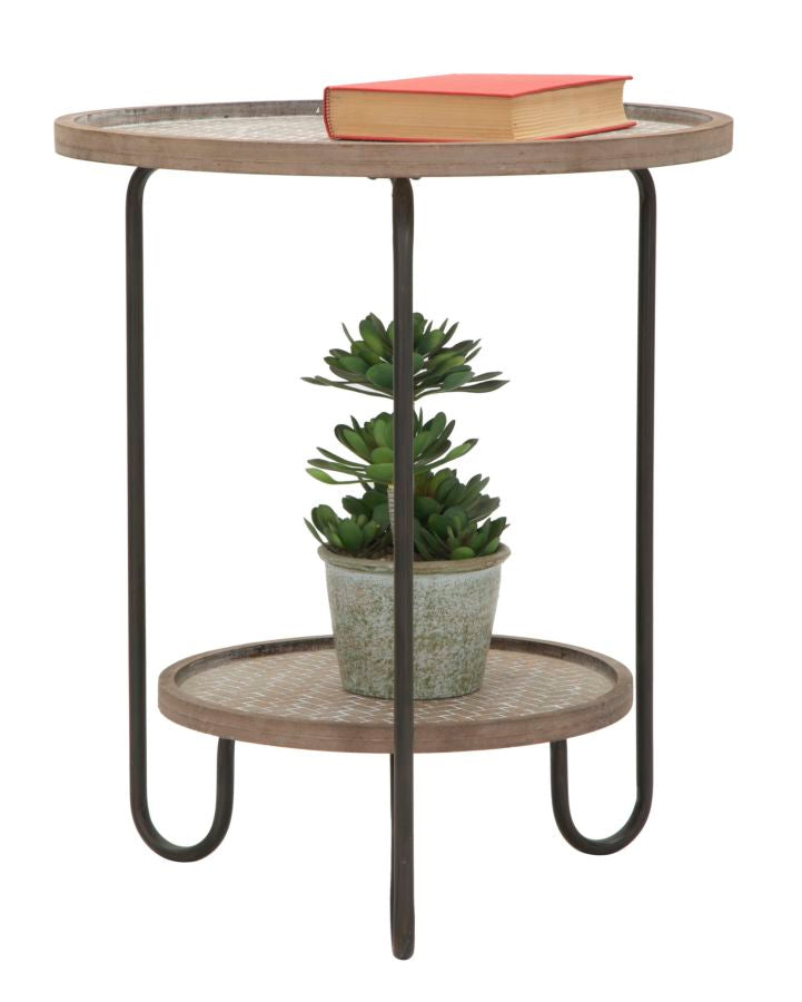 Masuta Mauro Ferretti  Arex 2 Shelf   Ø 48X54,5 cm, Negru / Maro