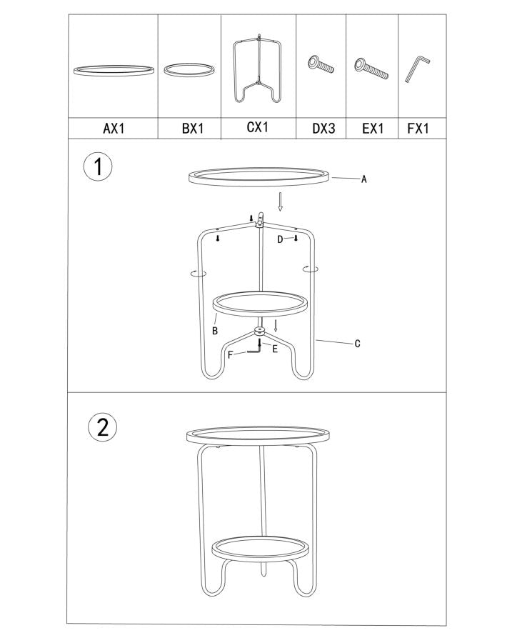 Masuta Mauro Ferretti  Arex 2 Shelf   Ø 48X54,5 cm, Negru / Maro