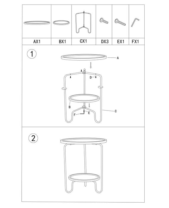 Masuta Mauro Ferretti  Arex 2 Shelf   Ø 48X54,5 cm, Negru / Maro