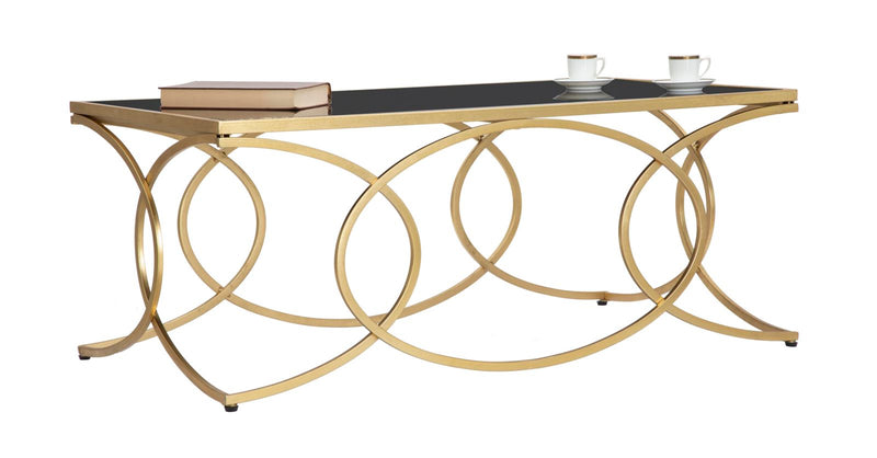 Masuta Cafea Mauro Ferretti Infinity  110X60X45 cm, Auriu/Negru