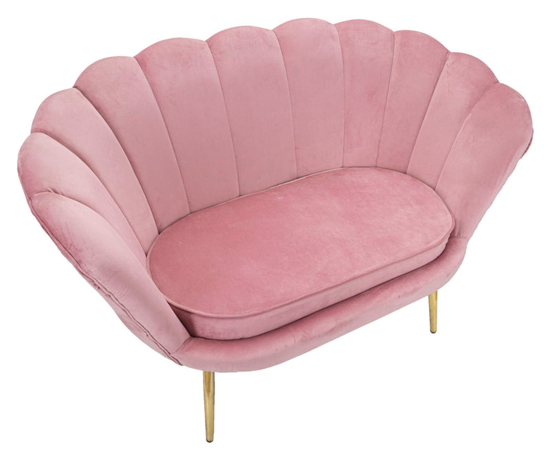 Canapea 2 Locuri Mauro Ferretti Vienna Pink  130X74X84 cm, Alb /Auriu