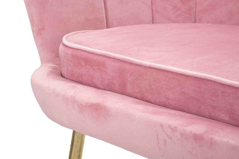 Canapea 2 Locuri Mauro Ferretti Vienna Pink  130X74X84 cm, Alb /Auriu