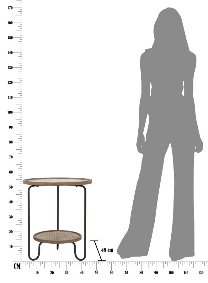 Masuta Mauro Ferretti  Arex 2 Shelf   Ø 48X54,5 cm, Negru / Maro