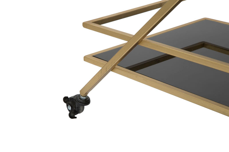 Carucior Servire Mauro Ferretti Glam Piramid  90X40X80 cm, Auriu/Negru