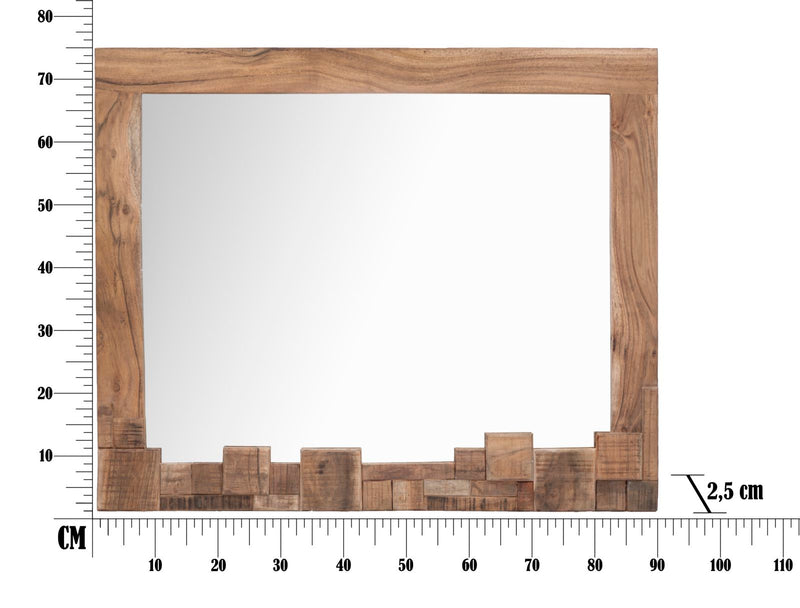 Oglinda decorativa Mauro Ferretti Mumbai  90X2,5X75, Lemn de salcam nilotic, cm, Maro/Negru