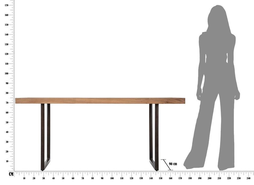 Masa Dining Mauro Ferretti Mumbai 175X90X77, Lemn de salcam nilotic, Maro/Negru