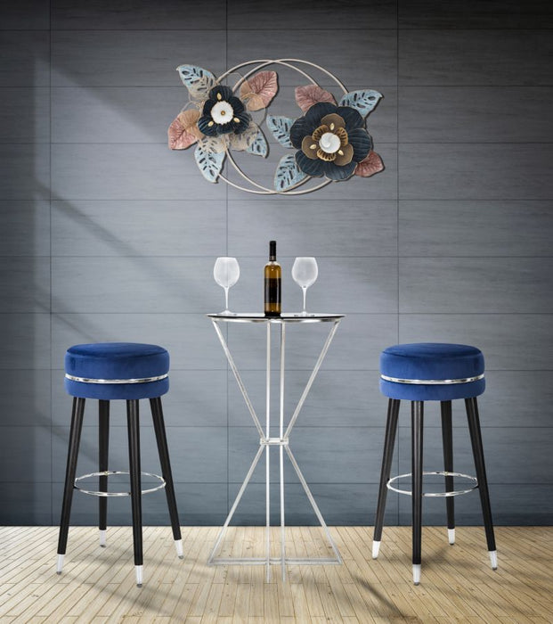 Scaun Bar Mauro Ferretti Paris Blu/Silver  Ø 35X74 cm, Albastru/Negru/ Argintiu