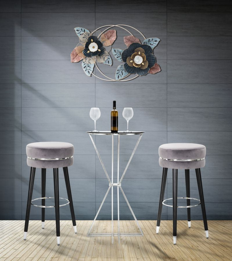 Scaun Bar Mauro Ferretti Paris Grigio/Silver  Ø 35X74 cm, Gri/ Negru/ Argintiu
