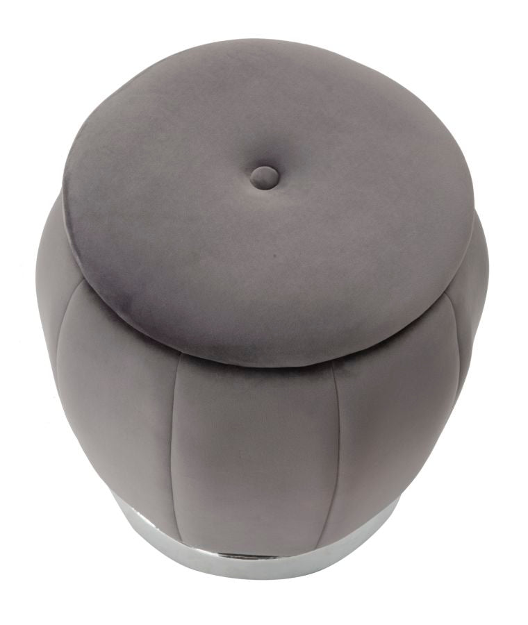 Puff Cu depozitare Mauro Ferretti Paris Grigio/Argintiu Ø 43X43 cm, Gri / Argintiu