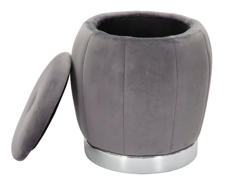 Puff Cu depozitare Mauro Ferretti Paris Grigio/Argintiu Ø 43X43 cm, Gri / Argintiu
