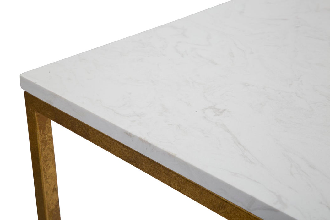 Masuta Mauro Ferretti Double Marble  47X47X60 cm, Auriu/Alb