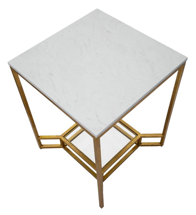 Masuta Mauro Ferretti Double Marble  47X47X60 cm, Auriu/Alb