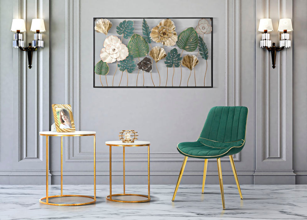 Set 2 Scaune Paris Verde/Gold, Set 2 Piese,  51X59X79 cm, Verde / Auriu