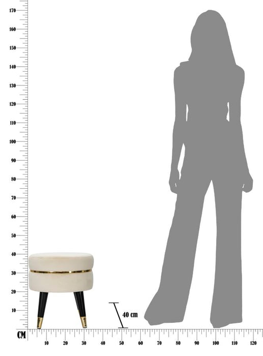 Taburet Mauro Ferretti Paris Crema/Gold  Ø 35X40,5 cm, Crem/Negru / Auriu