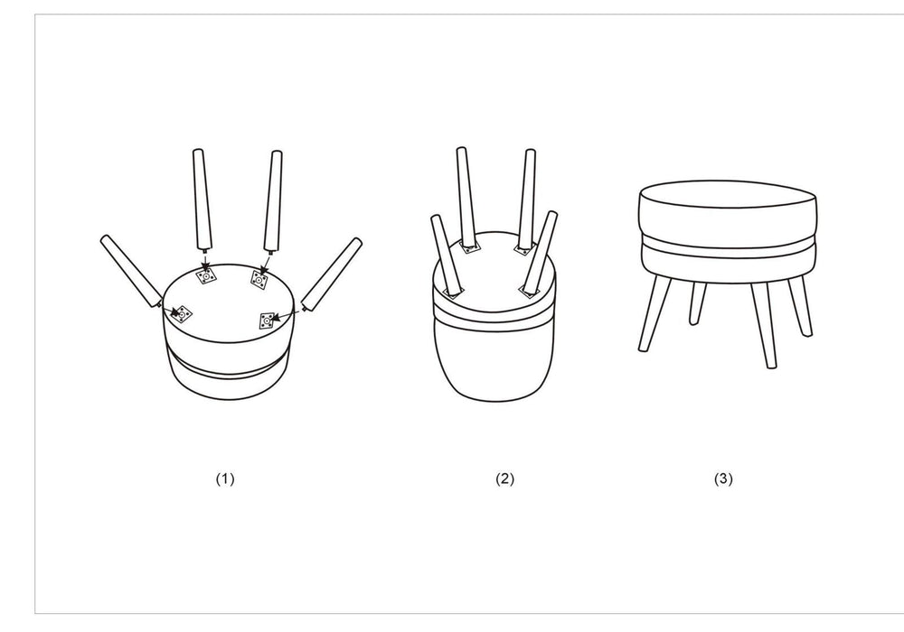 Taburet Mauro Ferretti Paris Crema/Gold  Ø 35X40,5 cm, Crem/Negru / Auriu