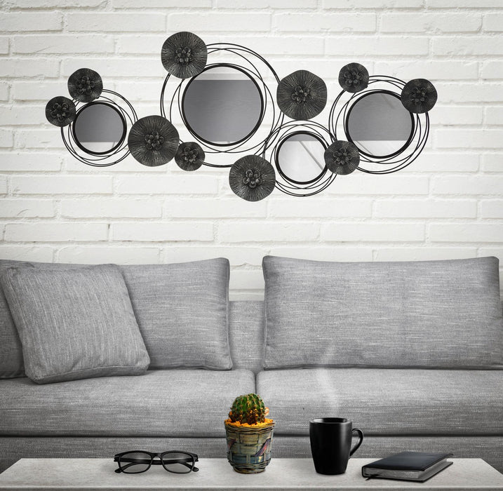 Decoratiune de Perete Mauro Ferretti With Mirrors Dark Round  117X5,5X49 cm, Negru/ Gri