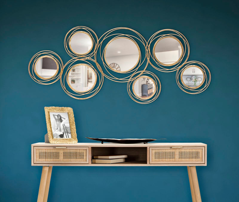 Decoratiune de Perete Mauro Ferretti With Mirrors Auriu Round 124, 5X4X53, 5 cm, Auriu