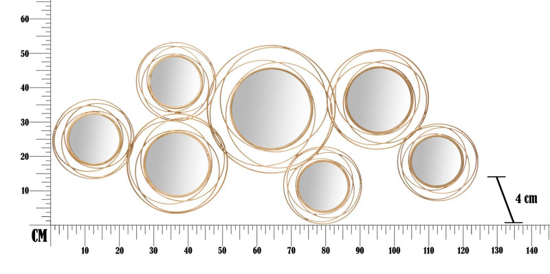 Decoratiune de Perete Mauro Ferretti With Mirrors Auriu Round 124, 5X4X53, 5 cm, Auriu