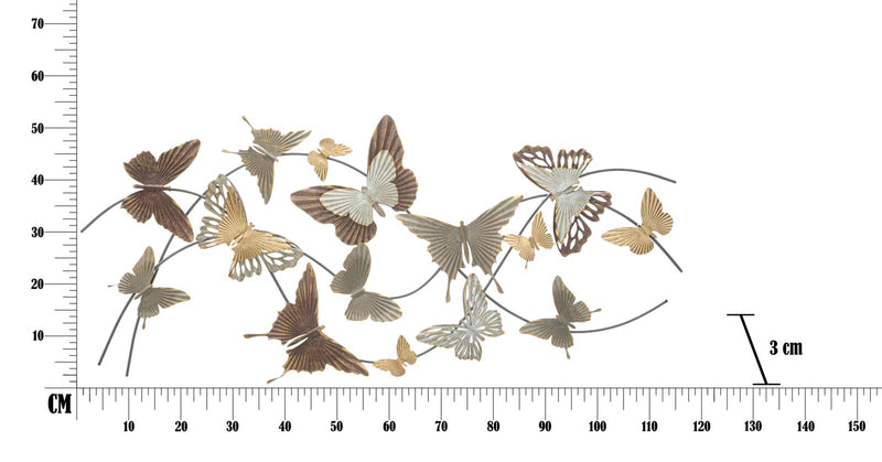 Decoratiune de Perete Mauro Ferretti Butterfly Smart  118X3X52 cm, Multicolor