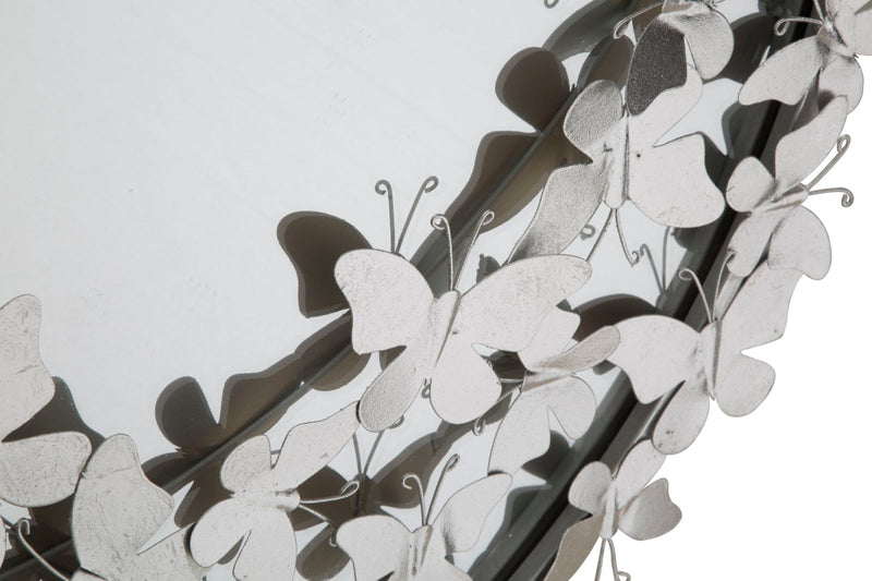 Oglinda decorativa Mauro Ferretti  Butterfly Round Silver  Ø 91X3X94 cm,  Argintiu