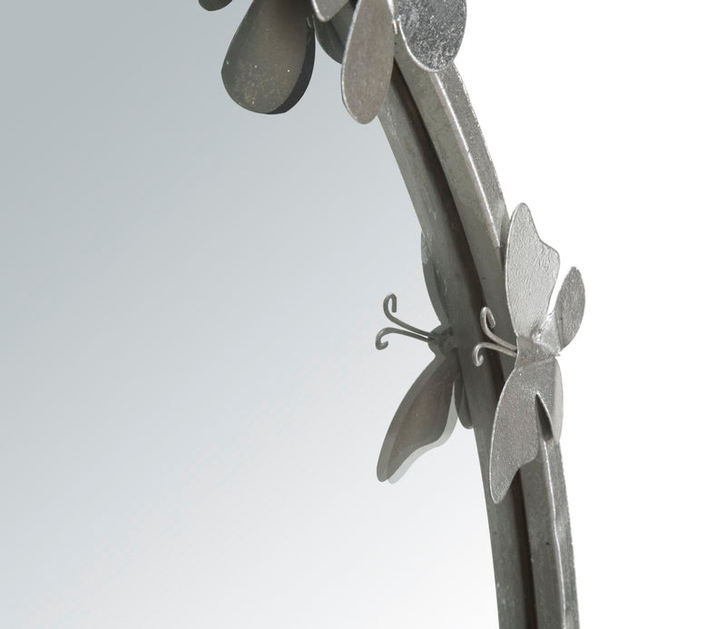Oglinda decorativa Mauro Ferretti  Butterfly Round Silver  Ø 91X3X94 cm,  Argintiu
