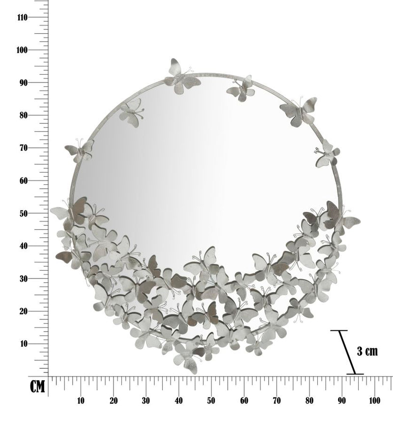 Oglinda decorativa Mauro Ferretti  Butterfly Round Silver  Ø 91X3X94 cm,  Argintiu