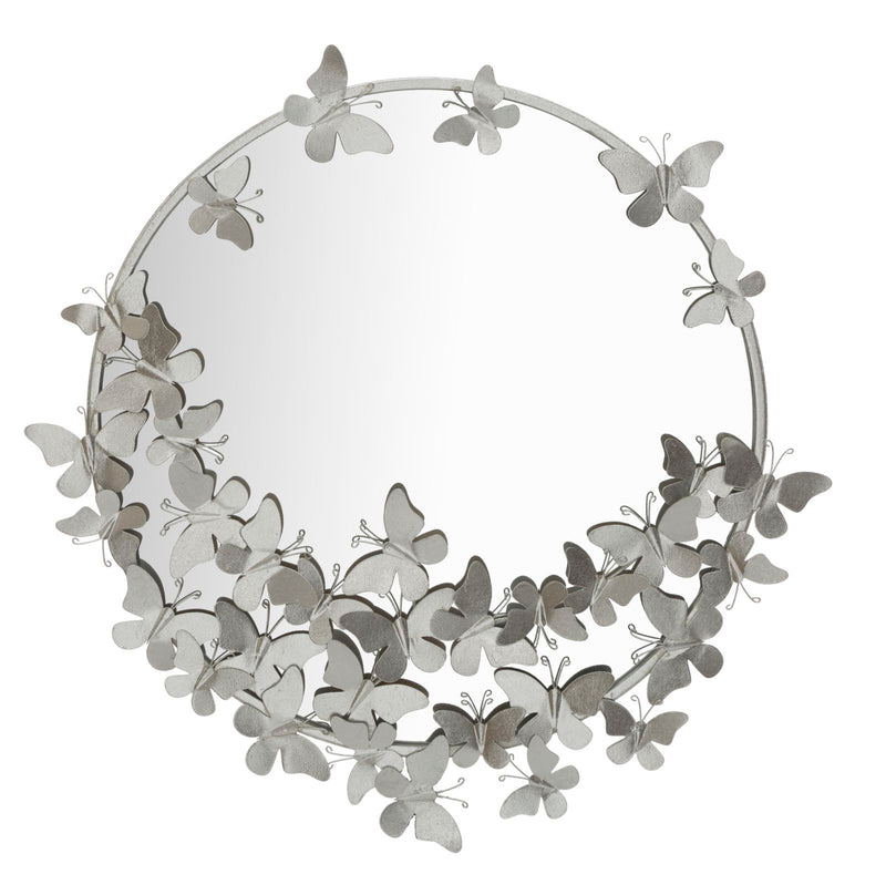 Oglinda decorativa Mauro Ferretti Butterfly Round Silver  Ø 74X4X75 cm,  Argintiu