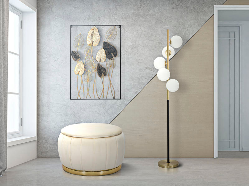 Lampadar Mauro Ferretti Glamy Dark  Ø 30X160 cm, Auriu/Alb/Negru