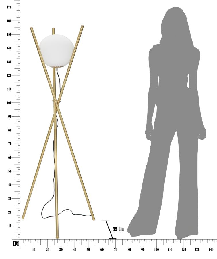 Lampadar Mauro Ferretti  Glamy X  Ø 55X155 cm, Auriu/Alb