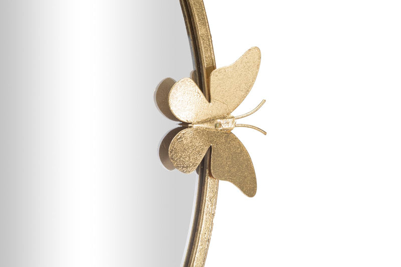 Ceas decorativ de Perete Mauro Ferretti Glam Butterfly  Ø 75X4,5 cm, Oglinda Ø 64 cm, Auriu