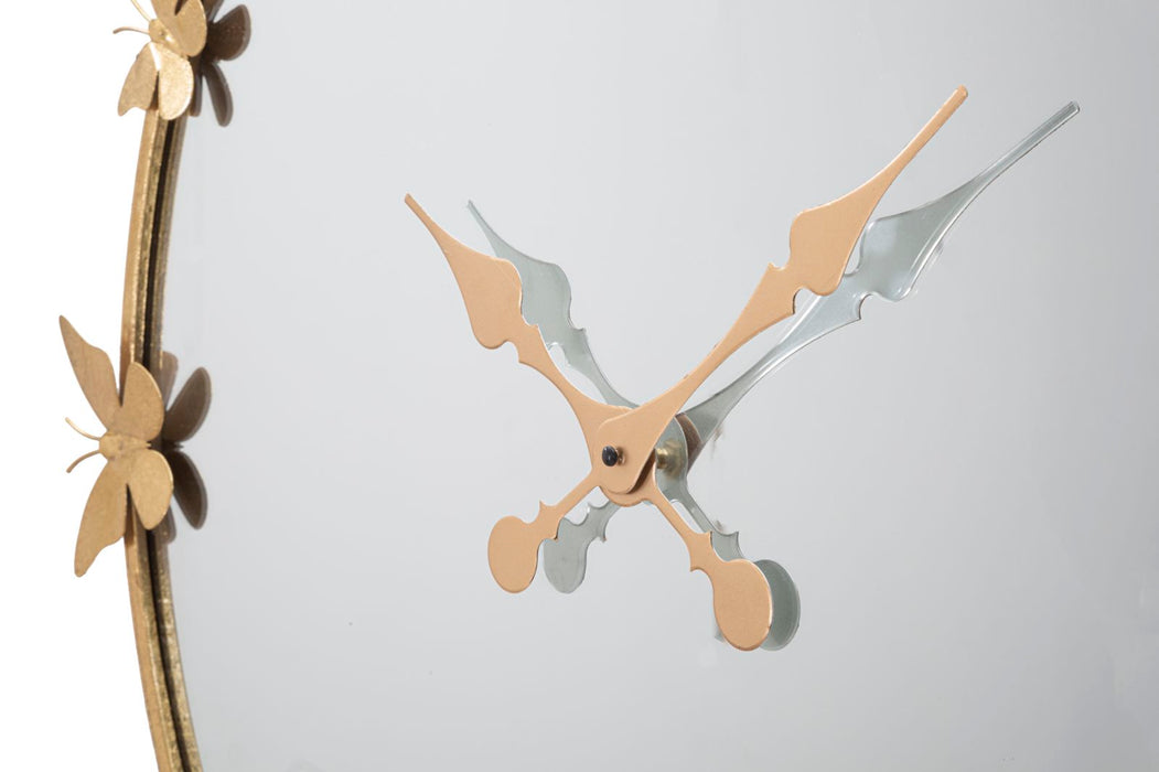 Ceas decorativ de Perete Mauro Ferretti Glam Butterfly  Ø 75X4,5 cm, Oglinda Ø 64 cm, Auriu