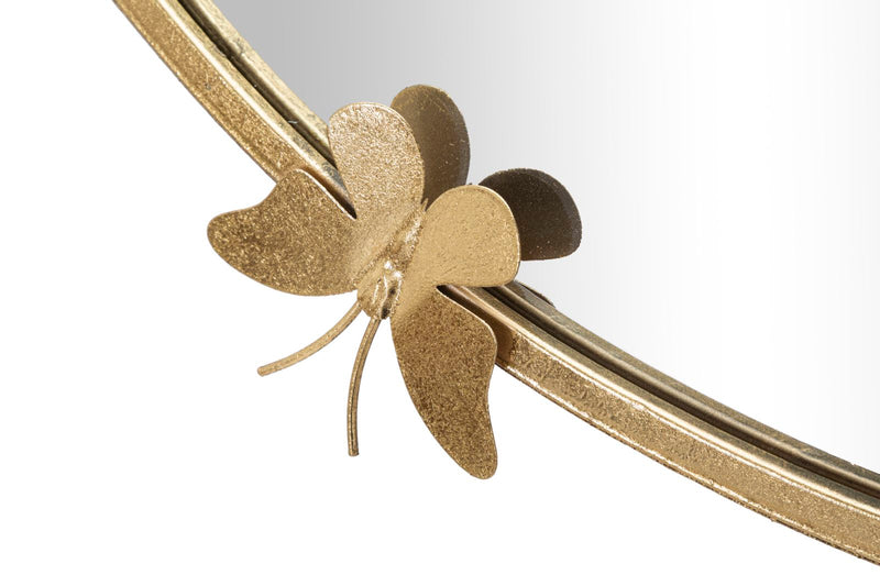 Ceas decorativ de Perete Mauro Ferretti Glam Butterfly  Ø 75X4,5 cm, Oglinda Ø 64 cm, Auriu