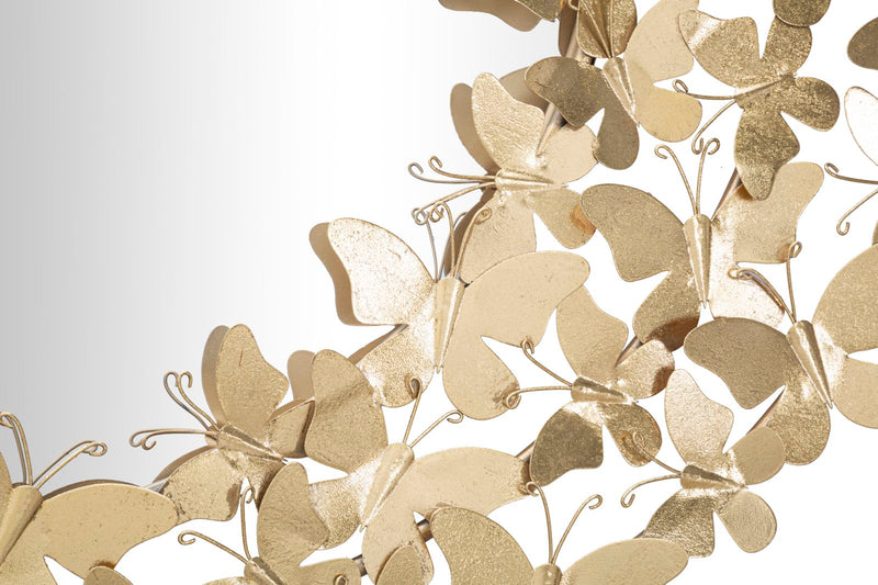 Oglinda decorativa Mauro Ferretti Glam Butterfly Wind, Ø 81,5X3,5, Oglinda Ø55  cm, Auriu