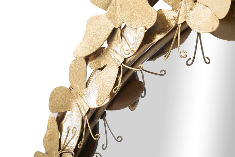 Oglinda decorativa Mauro Ferretti Glam Butterfly Wind, Ø 81,5X3,5, Oglinda Ø55  cm, Auriu