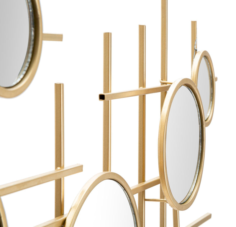 Oglinda decorativa Mauro Ferretti Gloxy, 117X4, 5X61, Oglinda Ø 18-13-8 cm, Auriu