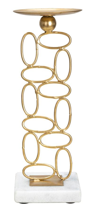 Suport Lumanare Mauro Ferretti Bubbles  10X10X27  cm, Auriu/Alb