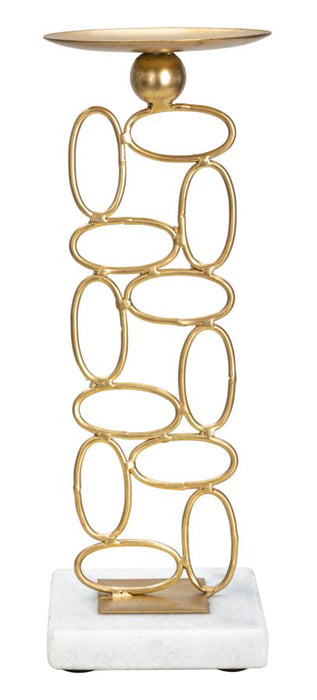 Suport Lumanare Mauro Ferretti Bubbles  10X10X27  cm, Auriu/Alb