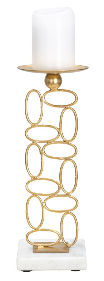 Suport Lumanare Mauro Ferretti Bubbles  10X10X27  cm, Auriu/Alb